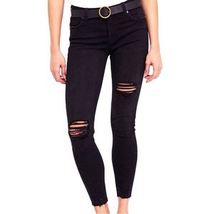 Free People Black Shark Bite Skinny Jeans, 26S